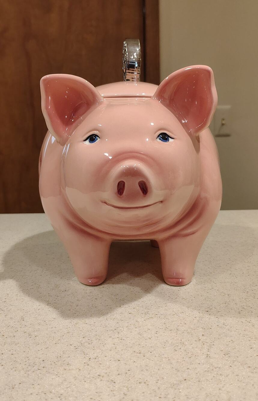 Vintage Clay Art Pig Coin Cookie Jar 1999 Piggy Bank Ceramic With Box 8859 Rare